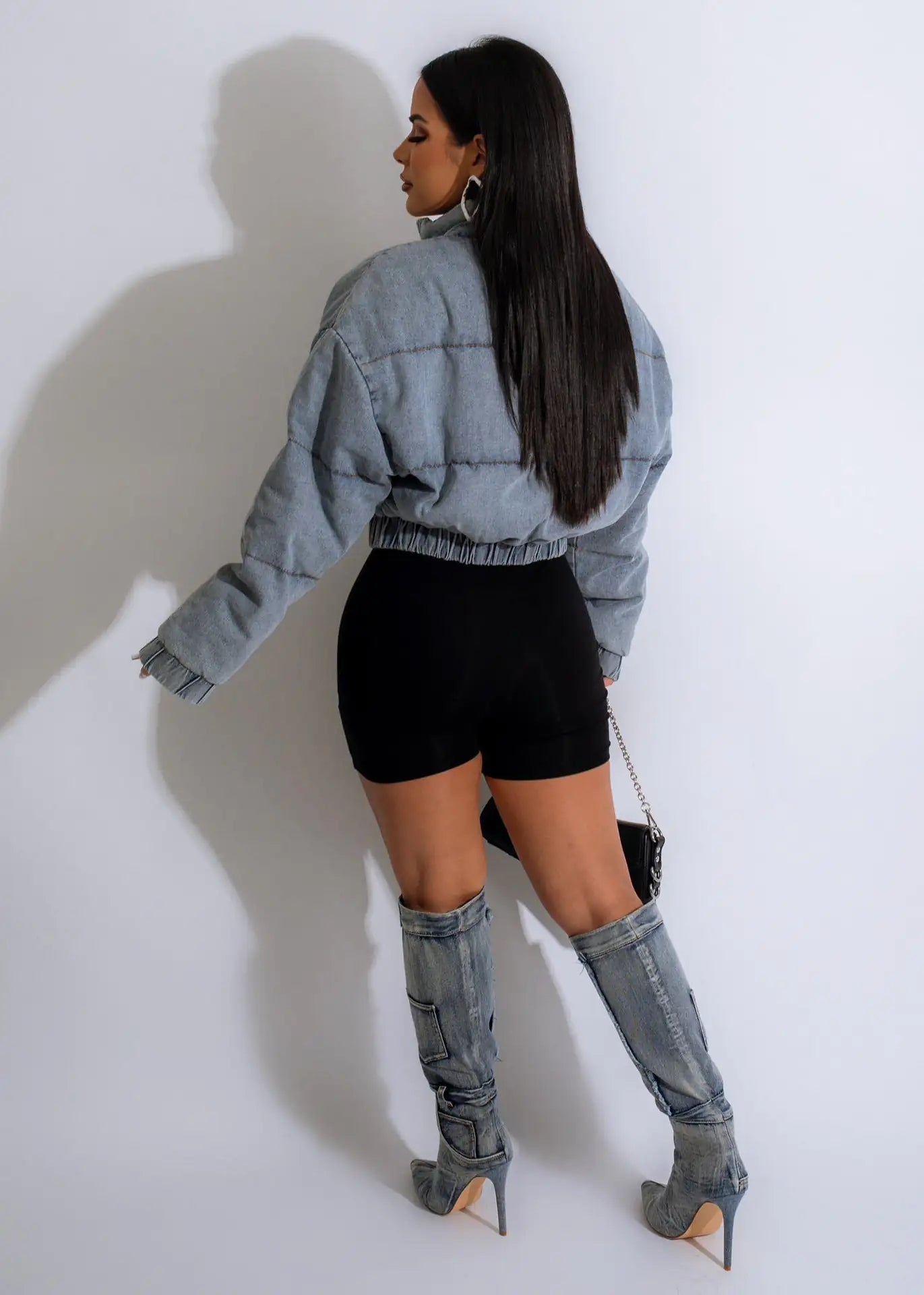 Women Puffed Denim Jacket