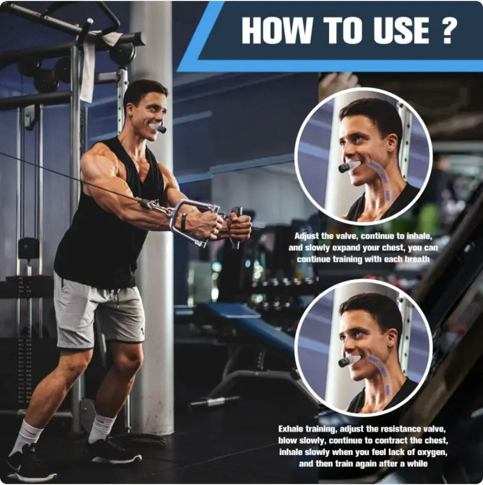 Breath Trainer for Muscle Strength and Fitness Training. Adjustable & Portable.