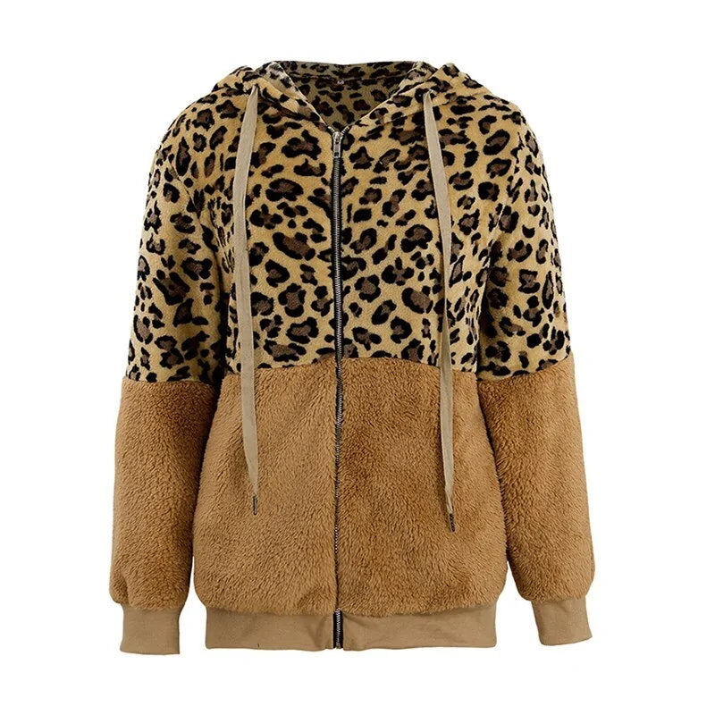 Soft Leopard Fur Hoodie Coat