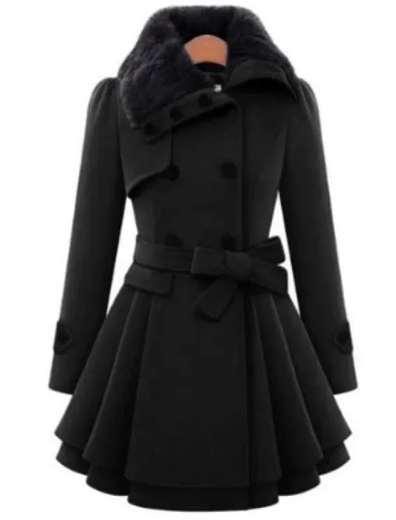 Women's Slim Wool Coat – Mid-Length & Padded