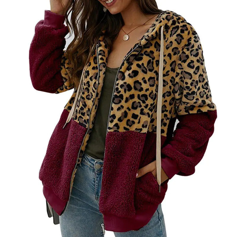 Soft Leopard Fur Hoodie Coat