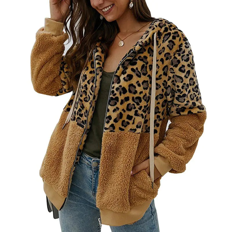 Soft Leopard Fur Hoodie Coat