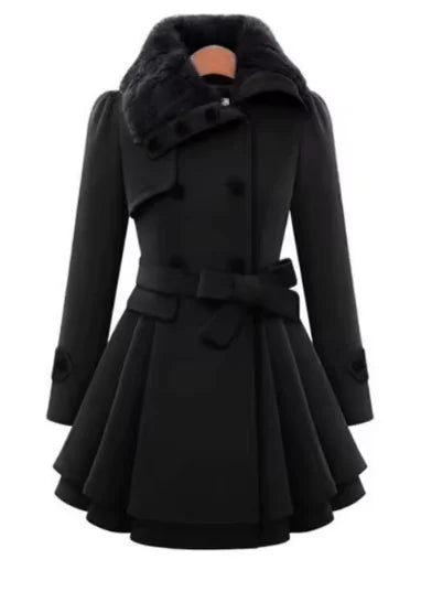 Women's Slim Wool Coat – Mid-Length & Padded