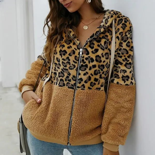 Soft Leopard Fur Hoodie Coat